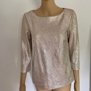 EUC sz 2 Saks 5th Ave Black label top in Silver metallic.concealed zip back